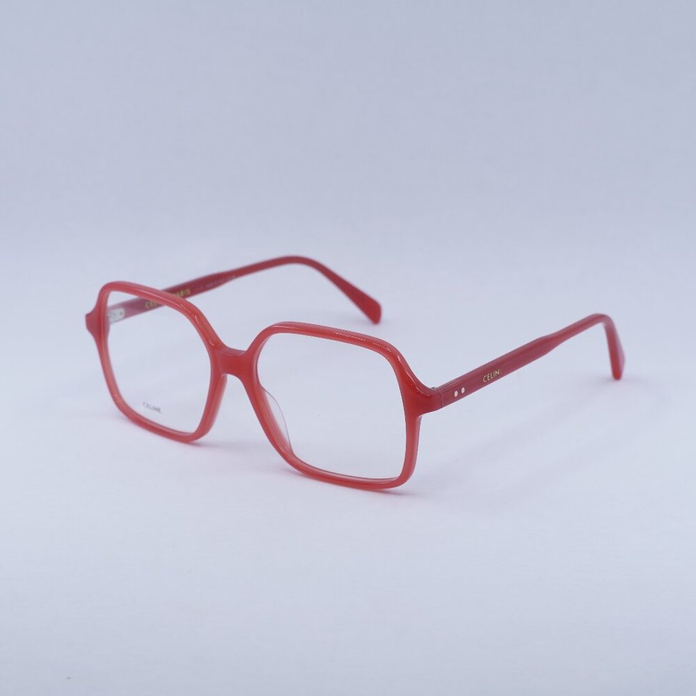 Celine CL50126I 066 Eyeglasses Translucent Red 55mm Square Frame